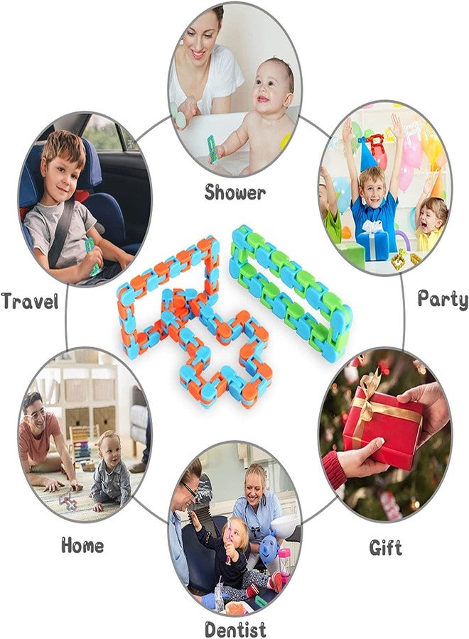 PULSBERY Toys 24 Links Wacky Tracks Snap Click Fidget Toys Set for Sensory Kids - Snake Puzzles Game for Kids Random Color Links(Kids Building Block Toys)(Multicolor) (Pack of 9) - Image 5